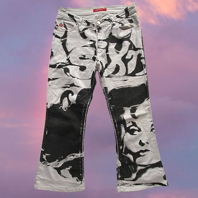 Vintage Y2K Archive Miss Sixty Screen Print Flare Jeans (S/M)