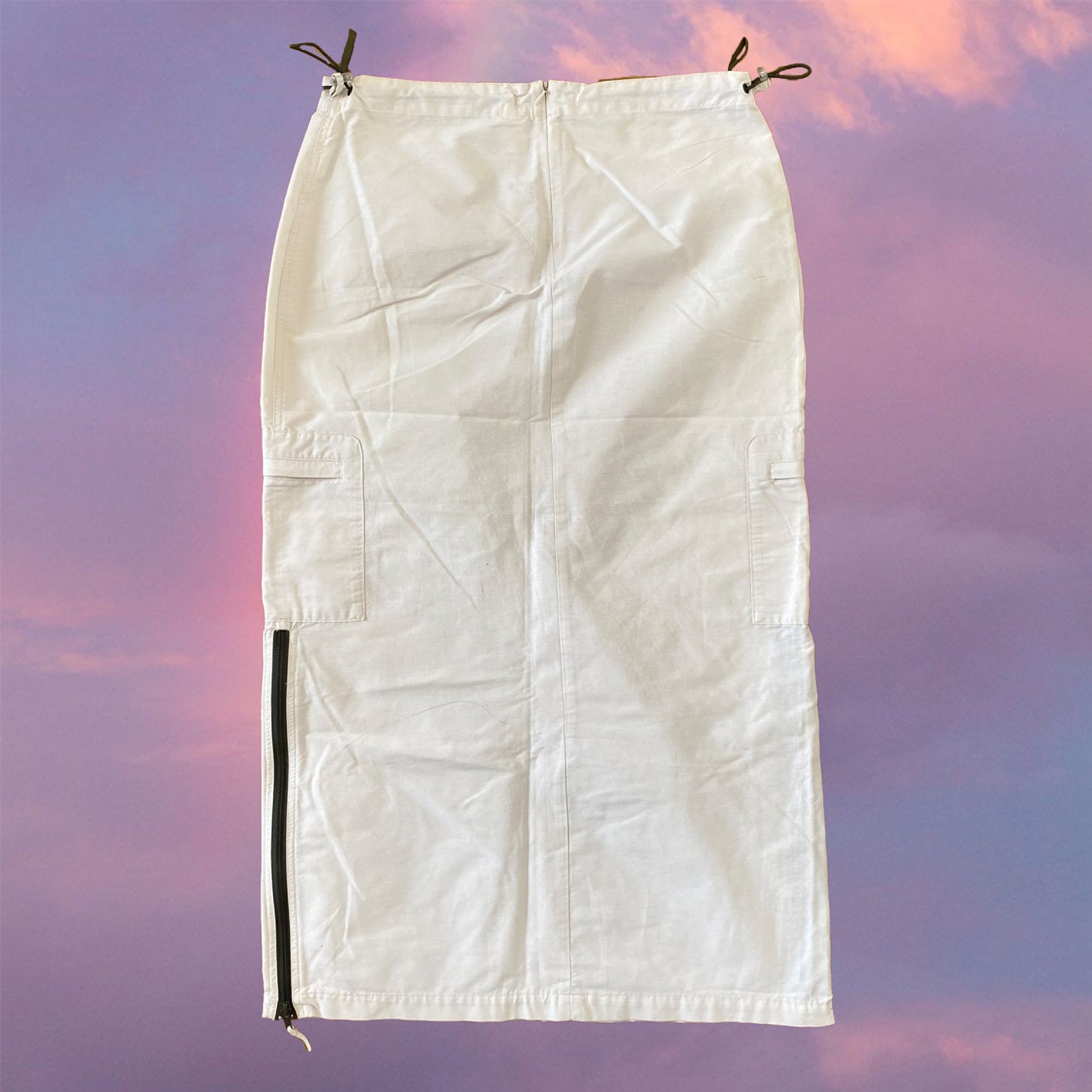 Vintage 90’s Tech Wear White Cargo Maxi Skirt (38 EU / UK 10 / US 6)