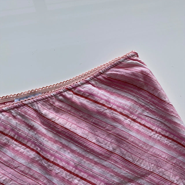 Vintage 90's Pink Diagonal Striped Midi Skirt (S/M)