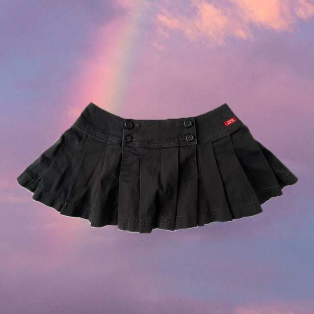 Vintage Y2K Miss Sixty Low Waist Black Pleated Micro Mini Skirt (S/M)