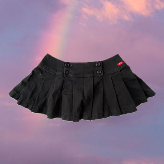 Vintage Y2K Miss Sixty Low Waist Black Pleated Micro Mini Skirt (S/M)