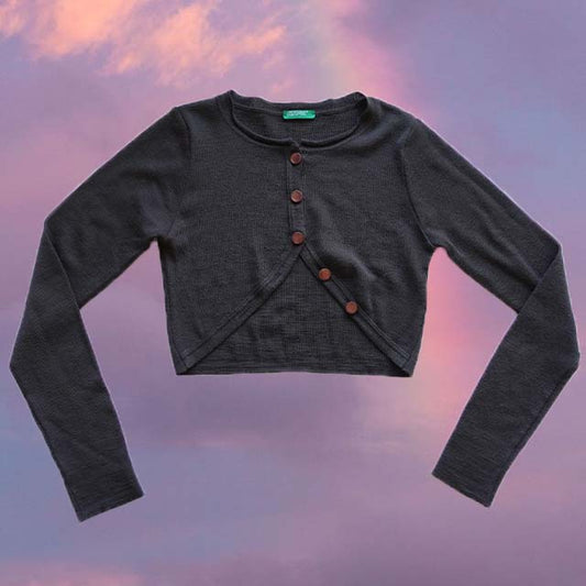 Vintage 90's Brown Cropped Cardigan (XS)