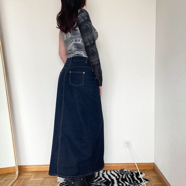 Vintage 90's Streetwear Denim MaxiSkirt (38 EU - 10 UK)