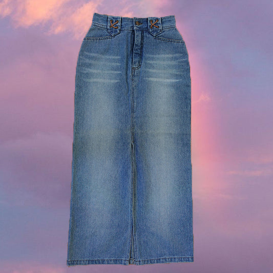 Vintage 90's Indie Denim Maxi Skirt (34 EU/UK 6)