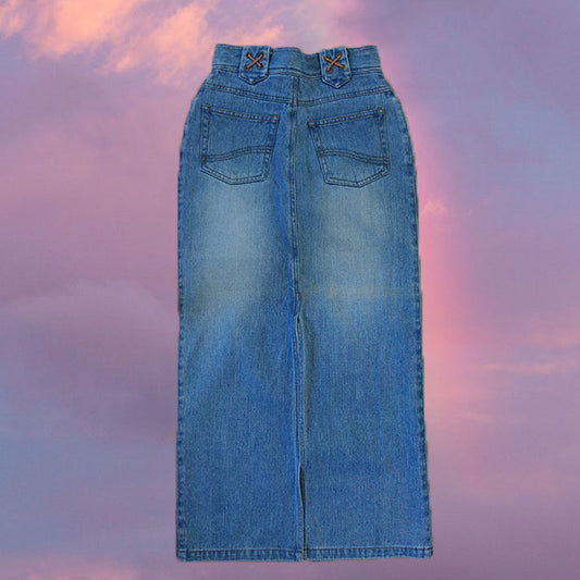 Vintage 90's Indie Denim Maxi Skirt (34 EU/UK 6)