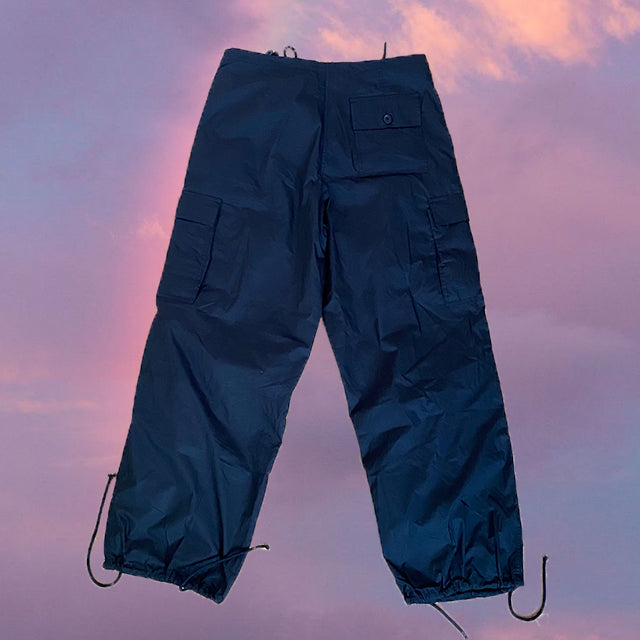 Vintage 90's Archive Black Parachute Baggy Cargo Pants (S/M/L)