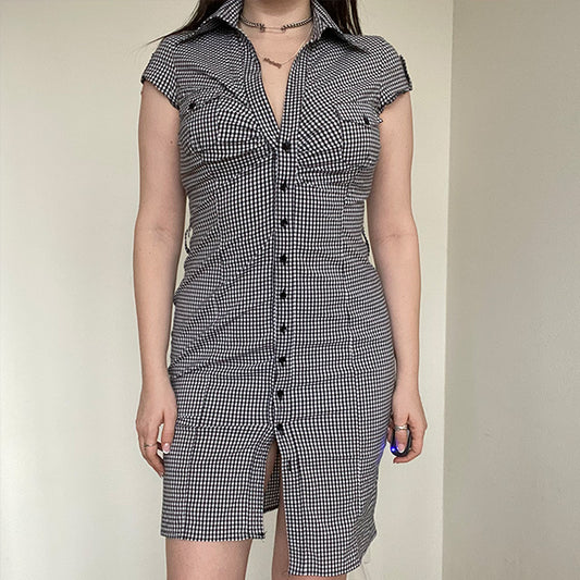 Vintage 90's Grunge Bay Checkered Shirt Dress (38 EU/UK 10)