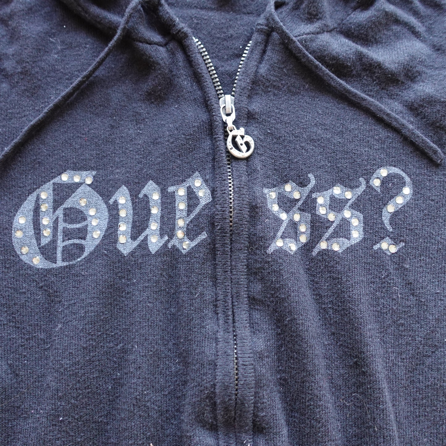 Vintage Y2K Cyber Grunge Guess Knit Zip Up Hoodie (M)