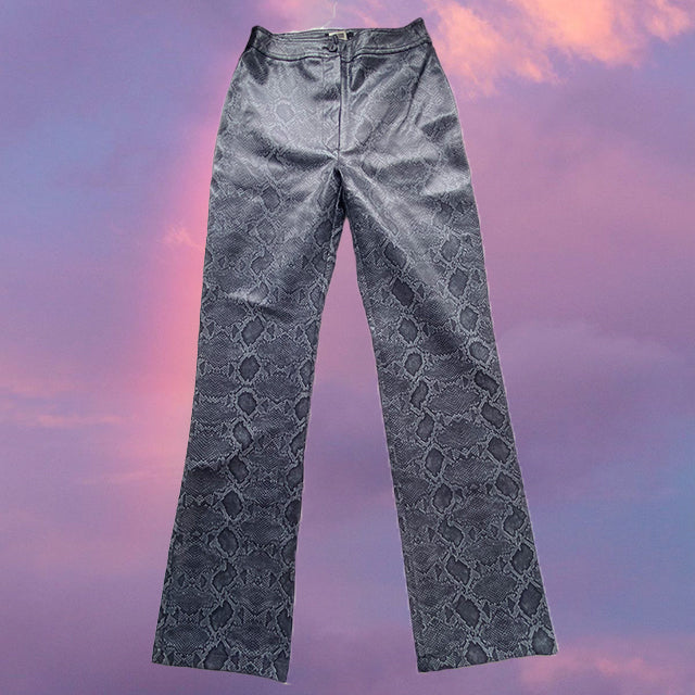 Vintage 90's Orsay Grey Faux Snakeskin Flare Pants (XS)