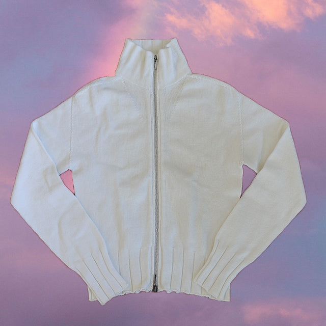 Vintage 90's Skater White Double Zip Knit Jacket (XS/S)