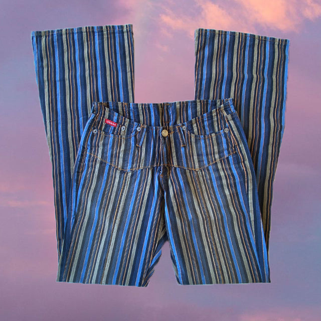Vintage 90's Low Waist Striped Flare Jeans (XS / 34 EU)