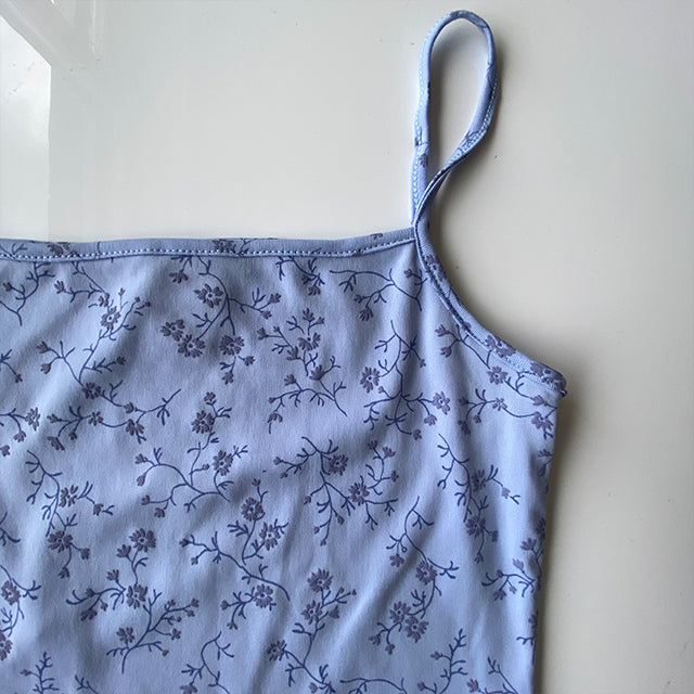 Vintage 90’s Romantic Baby Blue Floral Dress (XS/S)