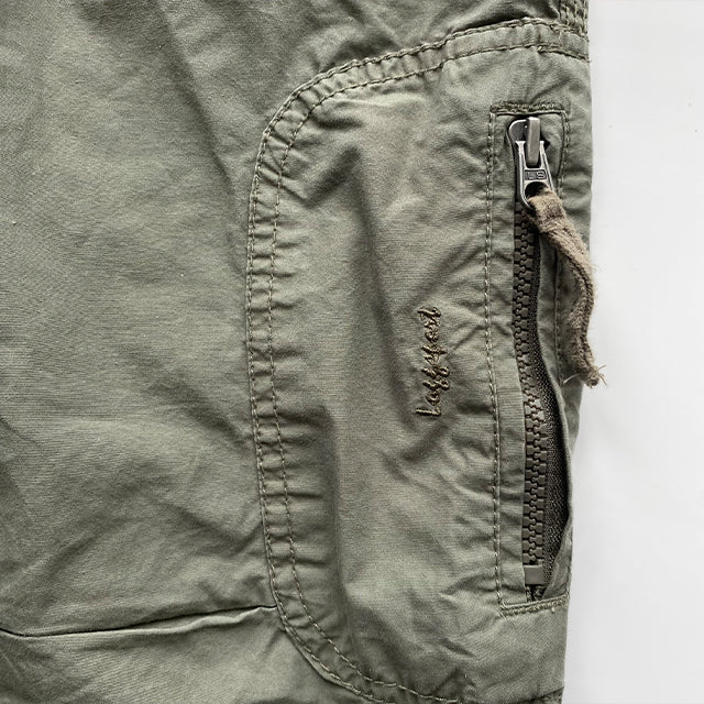 Vintage 90's Low Waist Khaki Cargo Pants with Toggle Details (S - 36 EU / UK 8 / US 4)