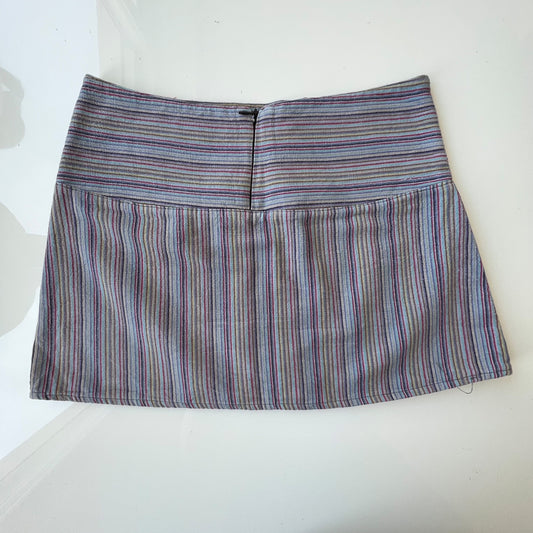 Vintage Y2K Hippie Summer Patchwork Blue Mini Skirt (36 EU / UK 8 / US 4)