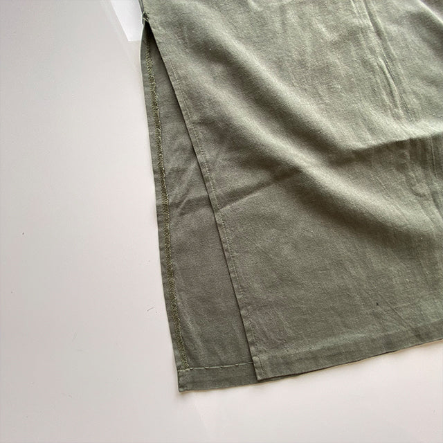 Vintage 90's Khaki Green Linen Cargo Maxi Skirt (34 EU / UK 6 / US 2)