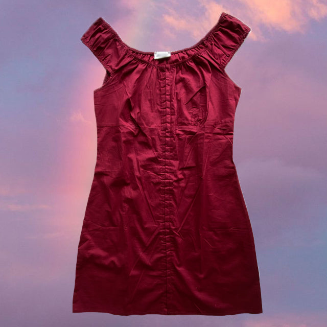 Vintage 90's Romantic Bordeaux Hook and Eye Milkmaid Dress (36 EU / UK 8 / US 4)