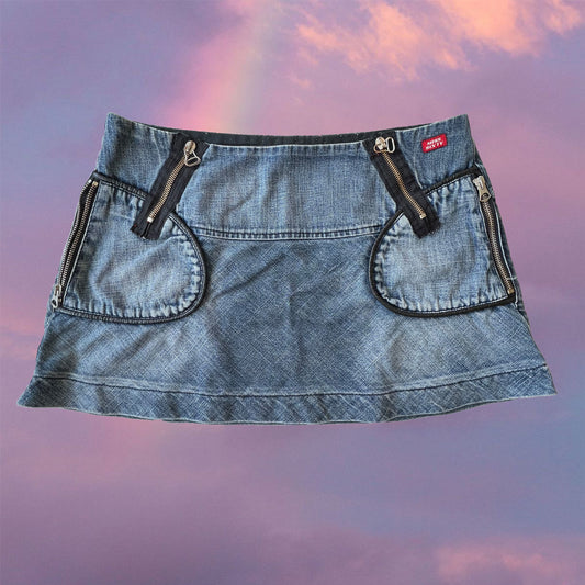 Vintage Y2K Miss Sixty Low Waist Denim Mini Skirt with Details (38 EU / UK 10 / US 6)