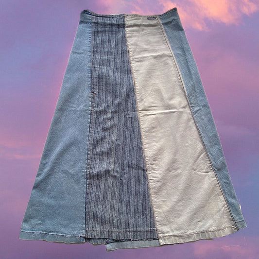 Vintage Y2K Archive Patchwork Denim Maxi Skirt (38/40 EU - 10/12 UK)