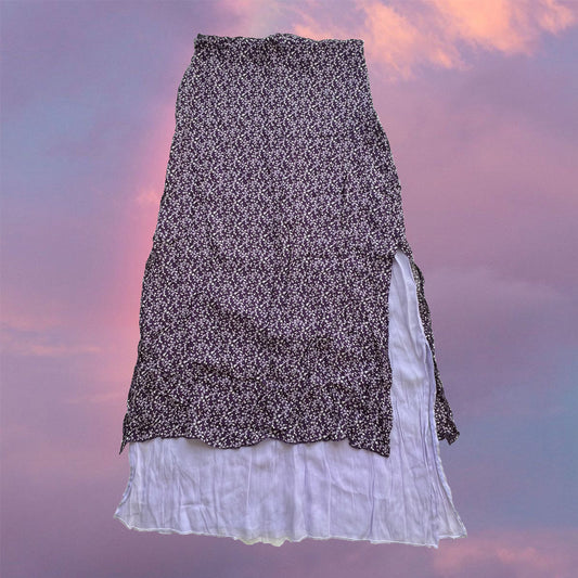 Vintage 90's Boho Fairy Purple Floral Maxi Skirt (38 EU / UK 10 / US 6)