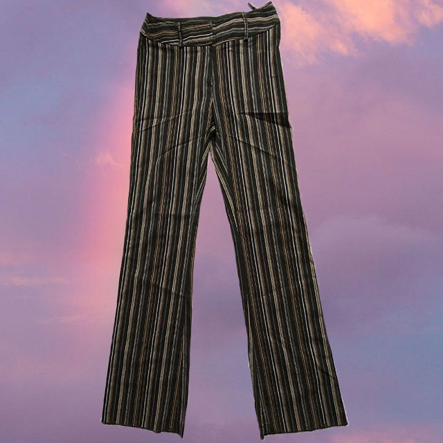 Vintage 90's Rachel Green Pinstripe Low Waist Flare Trousers (XS / 34 EU / 6 UK)