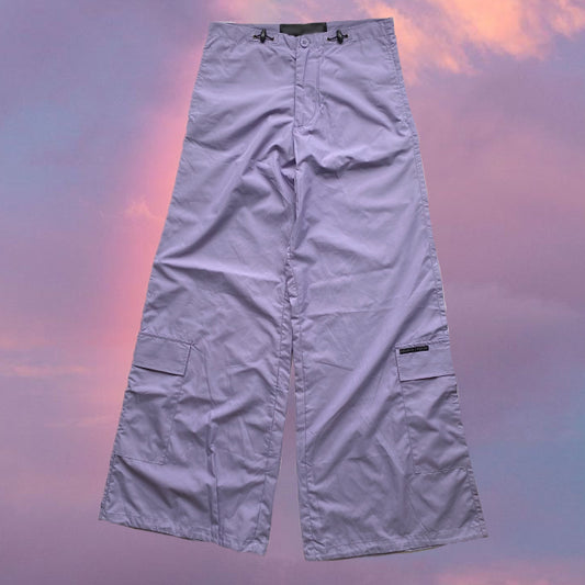 Vintage 90's Skater Lilac Cargos with Toggle Waist and Extra Flare Fit (S/M)