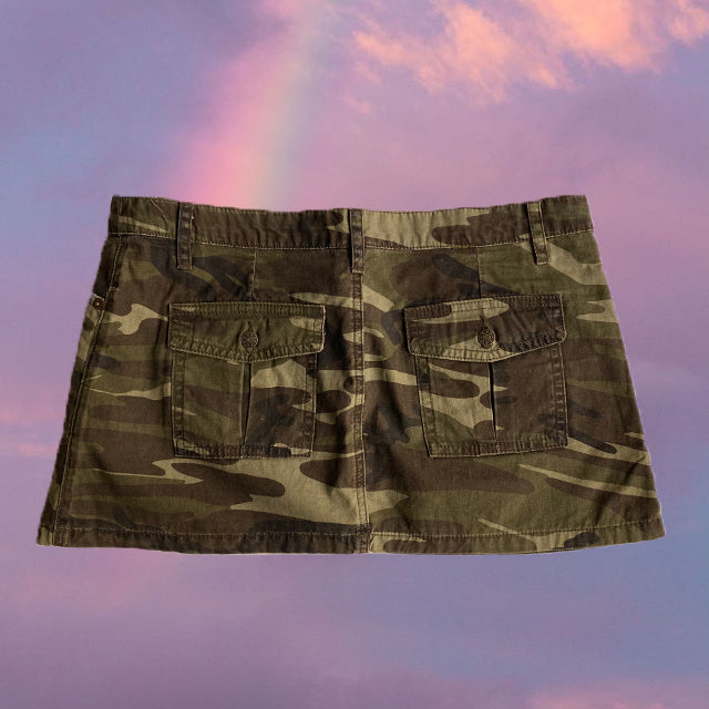 Vintage Y2K Camo Low Waist Mini Skirt (38 EU - 10 UK - 6 US)