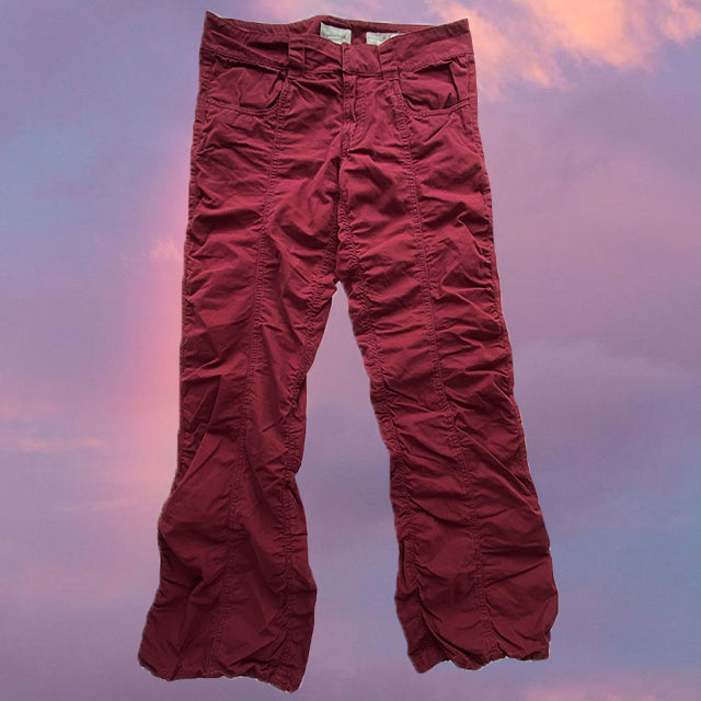 Vintage 90's Burgundy Ruched Skater Pants (XS)