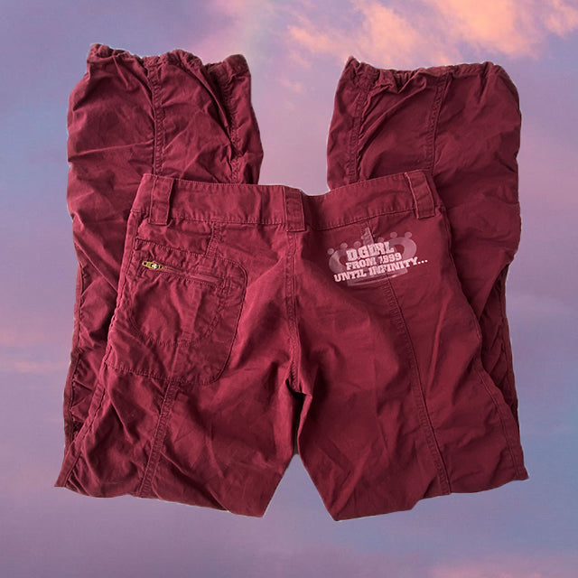 Vintage 90's Burgundy Ruched Skater Pants (XS)