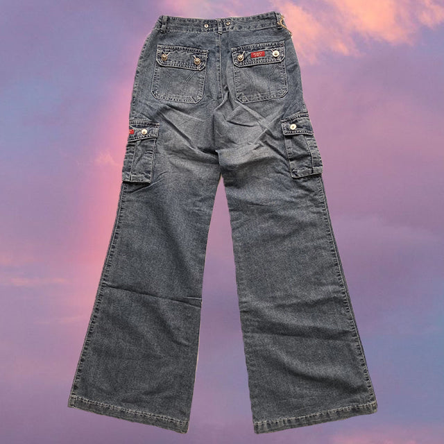 Vintage 90's Skater Cargo Jeans with Extra Flared Leg (34 EU - 6 UK - 2 US)