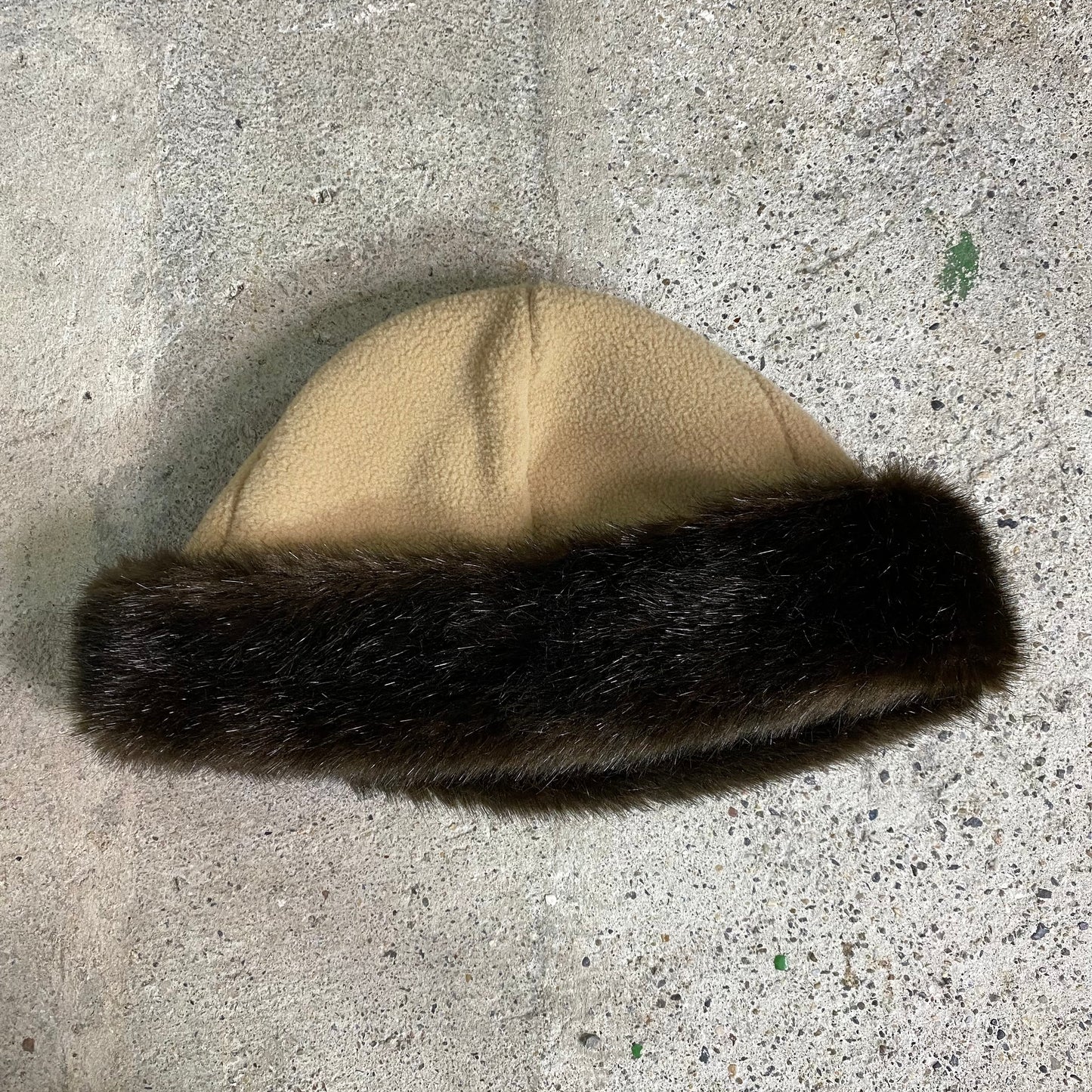 Vintage 90's Winter beige and Brown Fur Band Hat