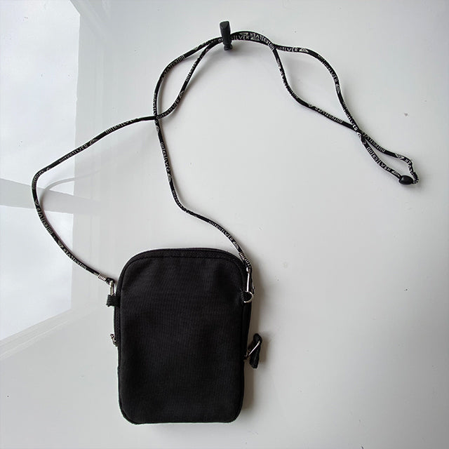 Vintage 90's Techwear Cargo Black Crossbody Bag with Toggle Strap