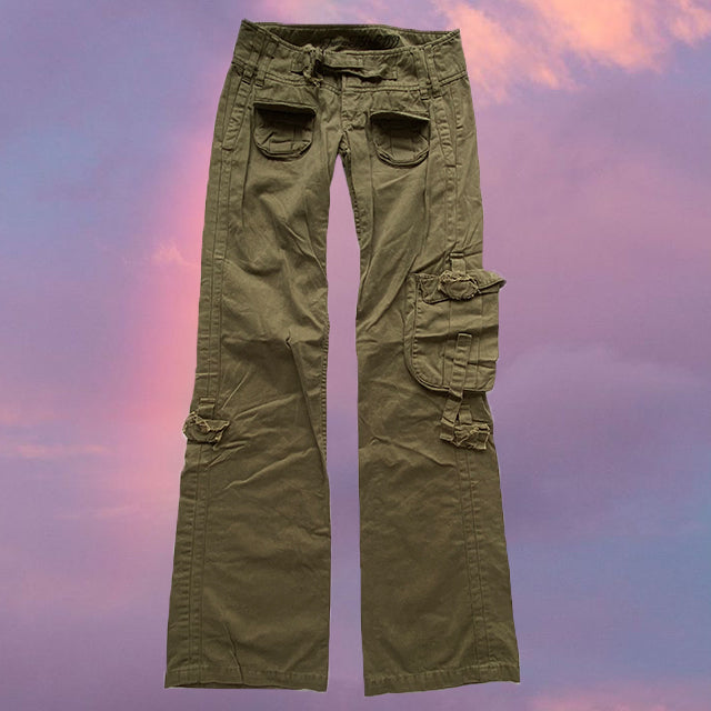 Vintage 90's Low Waist Khaki Cargo Pants (XS)