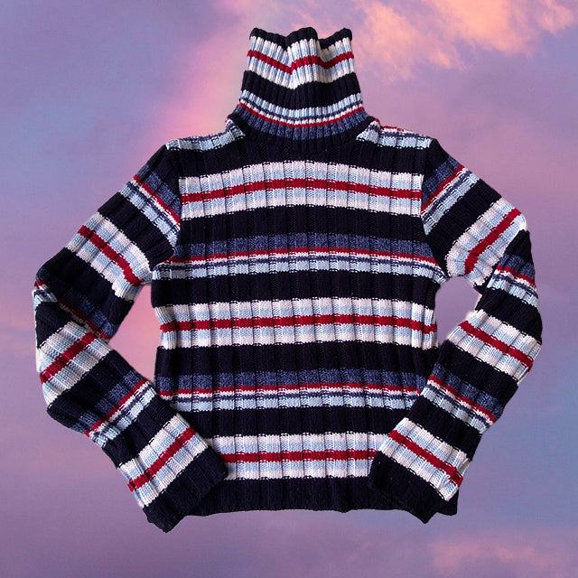 Vintage 90's Chunky Stripe Rollneck Sweater (XS/S)