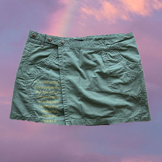 Vintage 90's Archive Cargo Mini Skirt with Text Graphic (M/L)