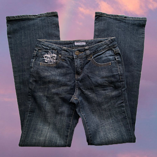 Vintage Y2K Cyber Low Waist Jeans with Embroidery on Back Pockets