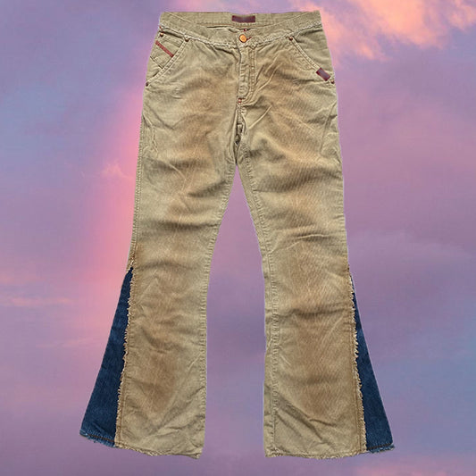 Vintage Y2K Killah Miss Sixty  Low Waist Flare Cord Pants with Denim Details (36 EU / UK 8 / US 4)