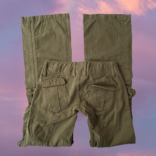 Vintage 90's Low Waist Khaki Cargo Pants (XS)