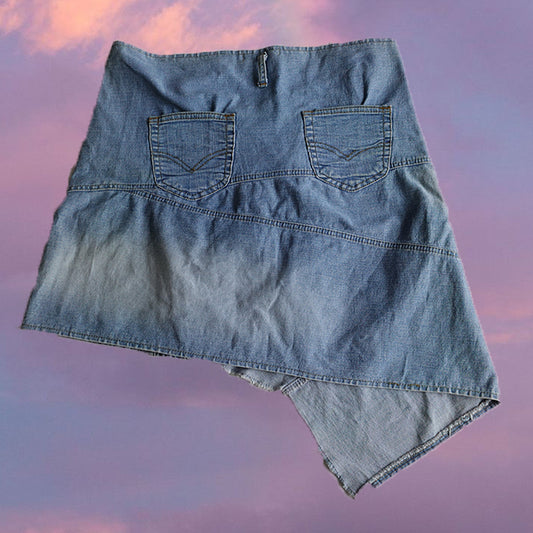 Vintage Y2K Fairy Grunge Deconstructed Denim Skirt (L)