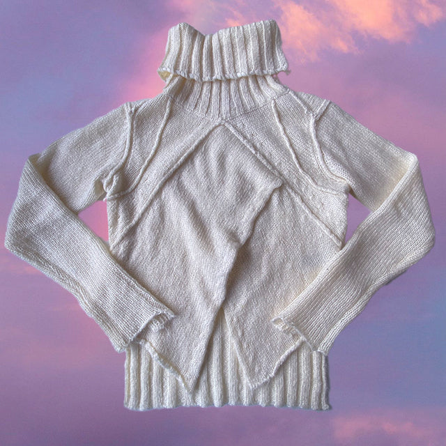 Vintage 90's Archive Subversive Cutoff Cream Sweater (S)