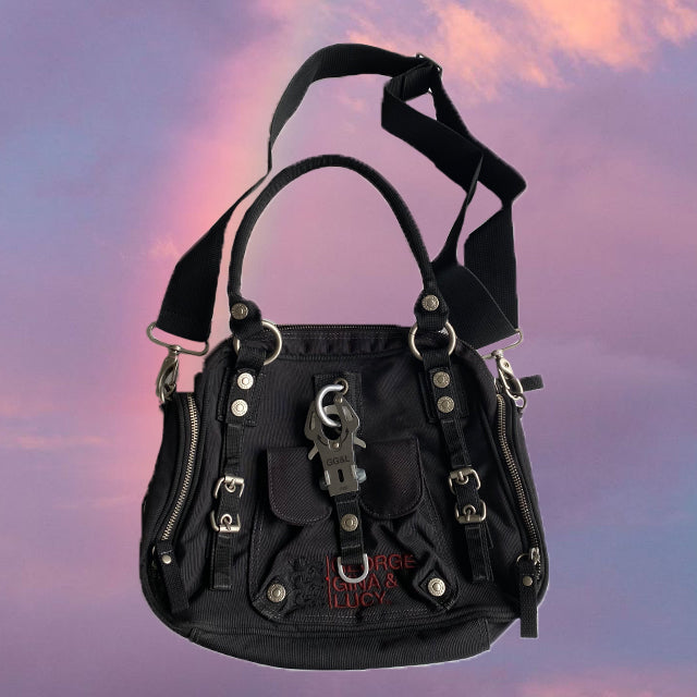 Vintage Y2K Cyber Grunge George Gina Lucy Black Bag