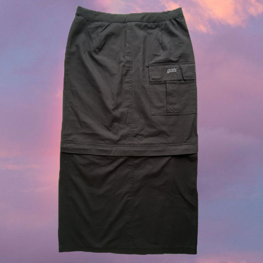 Vintage 90's Black Zip-Off Convertible Cargo Skirt (S/M)