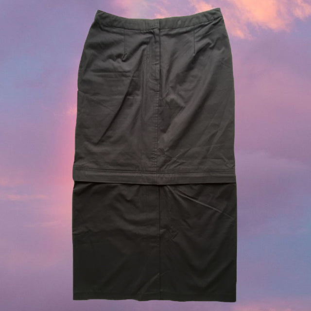 Vintage 90's Black Zip-Off Convertible Cargo Skirt (S/M)