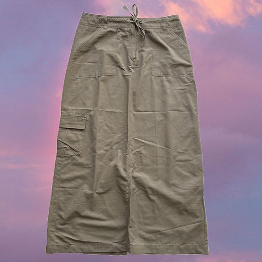 Vintage 90's Techwear Beige Cargo Maxi Skirt (36 EU / UK 8 / US 4)