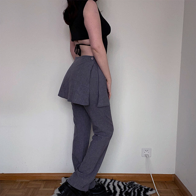 Vintage 90's Archive Grey Flare Pants with Skirt Attached (M/38 EU