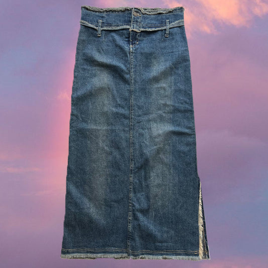 Vintage 90's Hippie Boho Denim Maxi Skirt (34 EU / UK 6 / US 2)