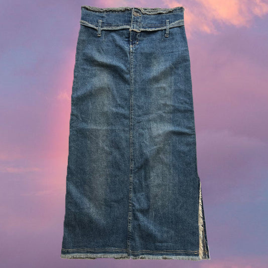 Vintage 90's Hippie Boho Denim Maxi Skirt (34 EU / UK 6 / US 2)