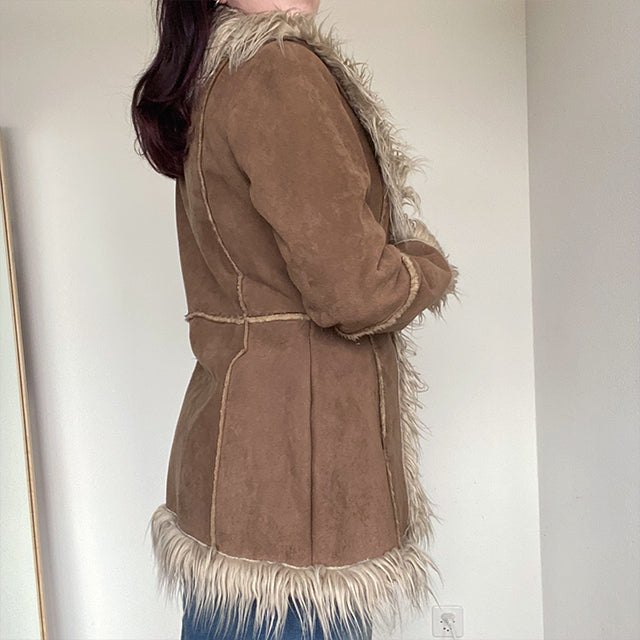 Vintage 90's Tan Afghan Coat (XS/S - Vegan)