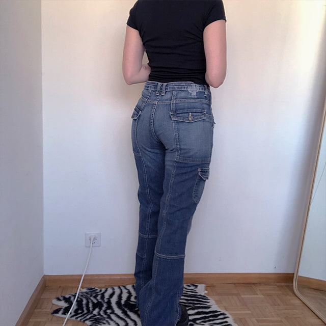 Vintage 90's JNCO Style Cargo Denim Pants (32/34/36 EU - 4/6/8 UK depending on desired fit)