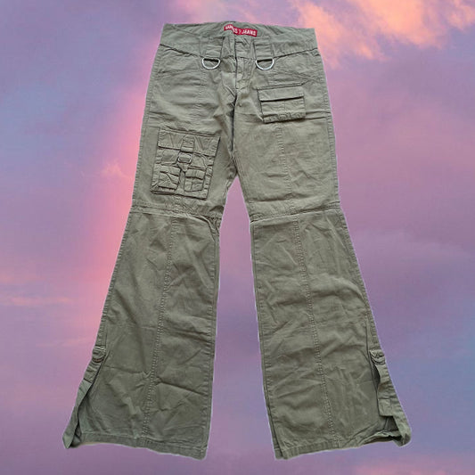 Vintage 90's Guess Low Waist Khaki Green Cargo Pants (34 EU / UK 6 / US 2)