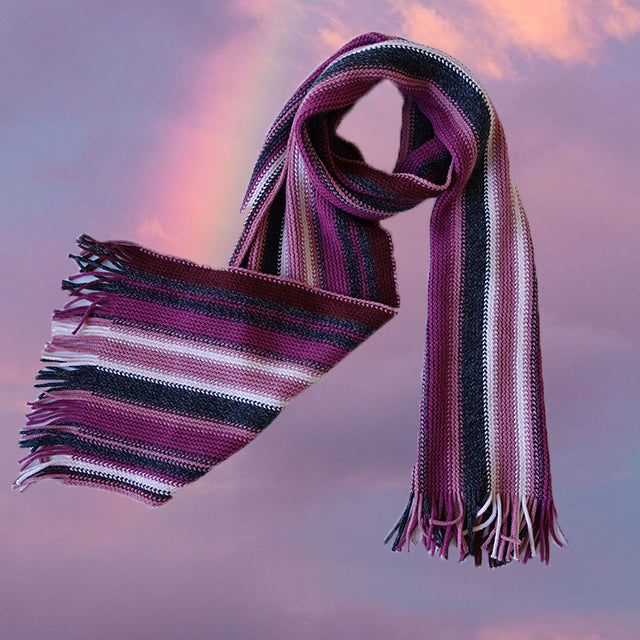 Vintage Y2K Striped Skinny Scarf (Purple)